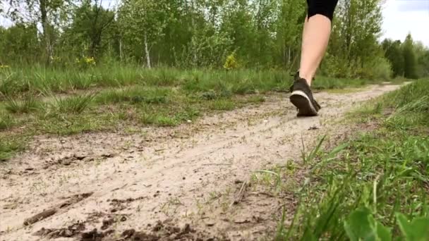 夏の間に森の中で女性を実行 スローモーションビデオ — ストック動画