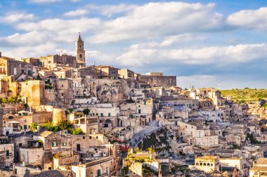Sassi di Matera, Basilicata, Güney İtalya güzel antik taş şehir