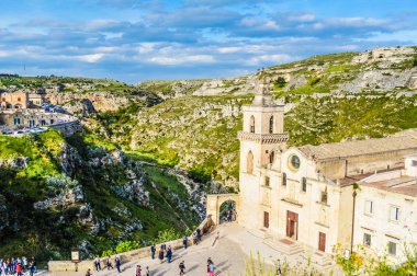 Sassi di Matera, Basilicata, Güney İtalya güzel antik taş şehir