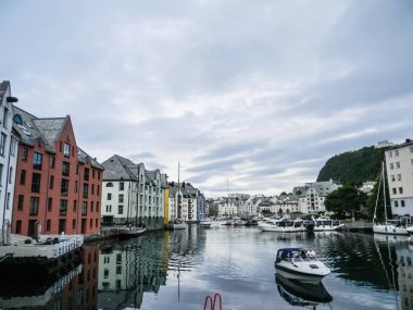 Alesund, Norveç, 20 Temmuz 2016: Alesund kanallar şehri