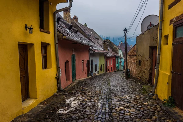 Coloridas Calles Sighisoara Rumania — Foto de Stock