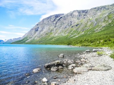 Güzel Gjendesheim göl Jotunheimen Milli Parkı, Norveç