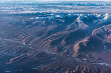 Moğolistan Gobi Çölü manzara havadan görünümü