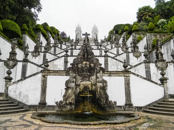 Braga Portugal Mars 2017 Beaux Escaliers Sanctuaire Bom Jesus Monte — Photo