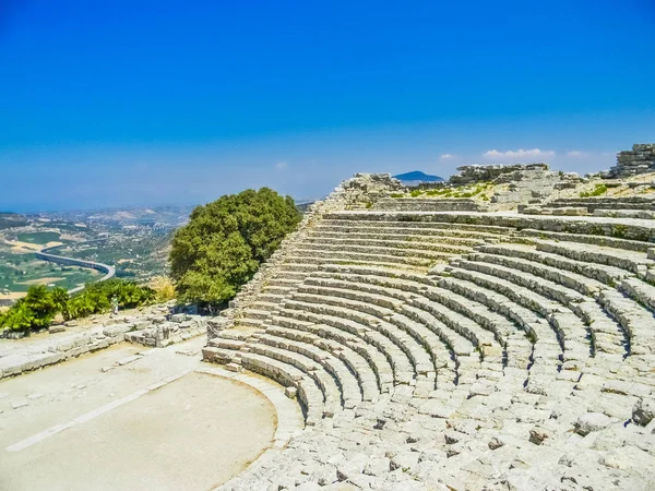 Great Greek Theatre Segesta Sicily — Stock Photo, Image