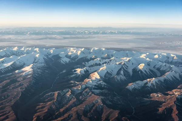 Dawn Gobi Woestijn Gezien Vanuit Het Vliegtuig Mongolië — Stockfoto