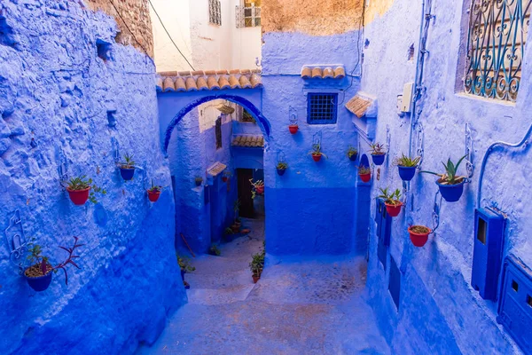 摩洛哥Chefchaouen的蓝色街道 — 图库照片