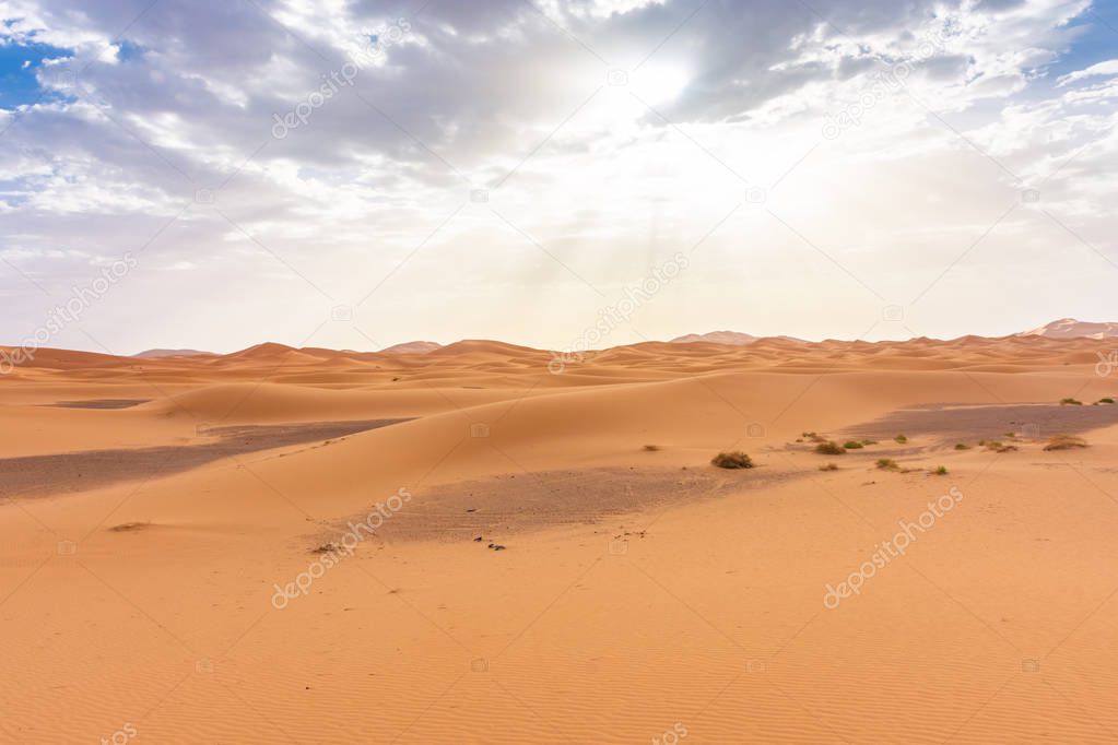 Beautiful landscape of the Sahara Desert, erg Chebbi, Merzouga, morocco