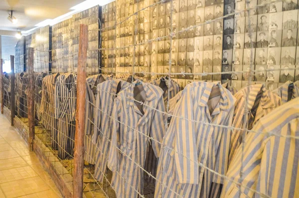 Auschwitz Poland July 2018 Prisoners Uniforms Ausch — Stock Photo, Image
