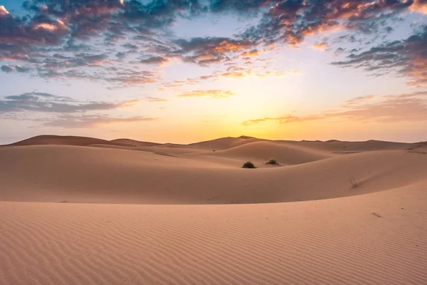 Dageraad Duinen Van Erg Chebbi Sahara Woestijn Marokko — Stockfoto