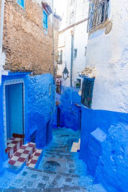 Şef Chaouen 'in mavi sokakları, Fas 