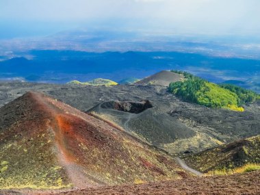 Sicilya Etna Dağı krater peyzaj