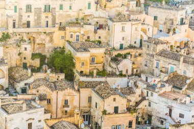 Sassi di Matera, Basilicata, Güney İtalya güzel antik taş şehir