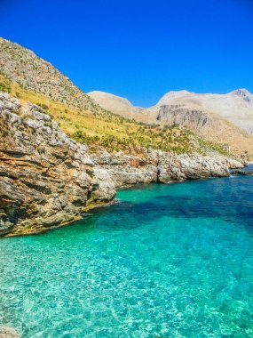 Güzel bir plaj Zingaro doğal rezerv, Sicilya