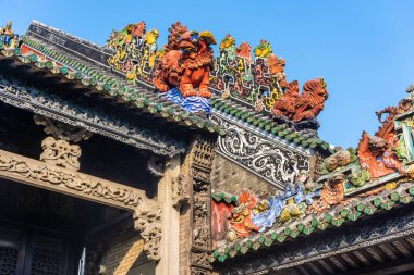 Colorful architecture of the Chen Clan Ancestral Hall in Guangzhou, Guangdong, China clipart
