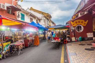 MALACCA, MALAYSIA, 29 Eylül 2019: Malacca 'nın ana pazar caddesi