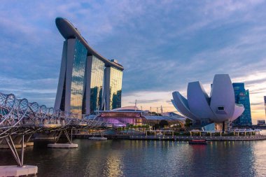 Singapur, Marina Körfezi 'nin gün batımı manzarası