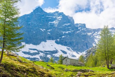Alp manzarası Gran Paradiso Ulusal Parkı, Piedmont, İtalya