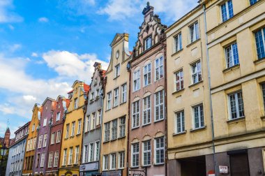 GDANSK, POLAND, EYLÜL 02: 2018: Gdansk Tarihi Merkezi ve Ortakları