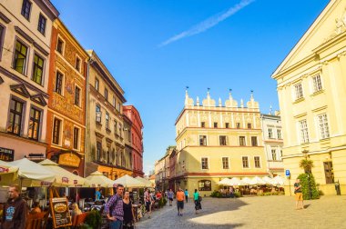 LUBLİN, POLAND, 25 AĞUSTOS 2018: Lublin 'in tarihi merkezi