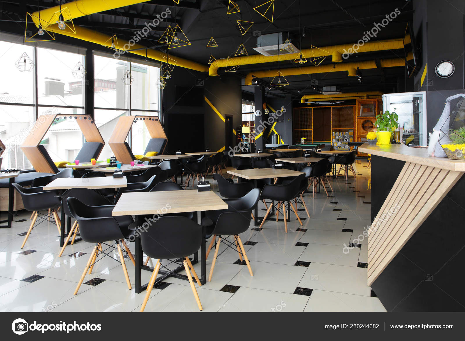 Interior Industrial Cement Loft Design Concept Modern Cafe