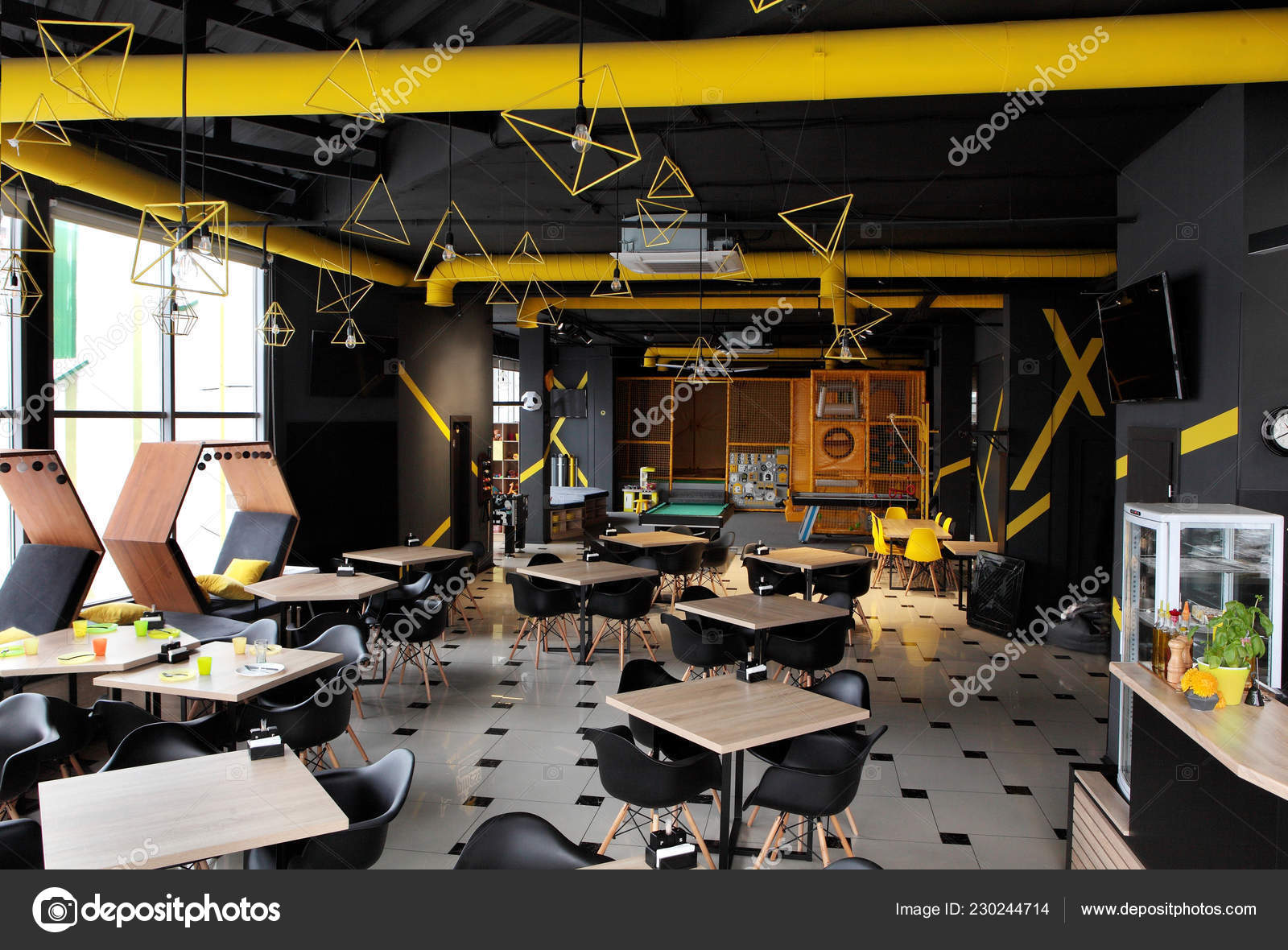 Interior Industrial Cement Loft Design Concept Modern Cafe