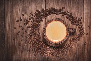 Kahve Bardağı Ağacı Kahve Tanesi Üst Görünümü Yakın plan. 