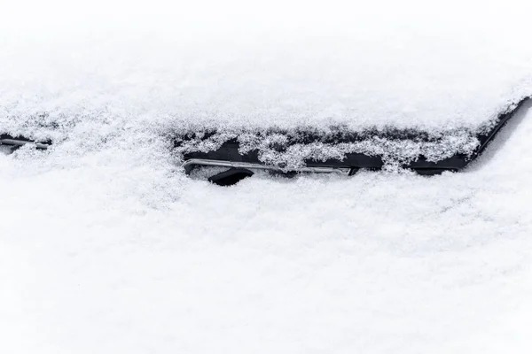 Verschneites Auto Schneeverwehungen Mit Dem Auto Auto Steht Schnee Winter — Stockfoto