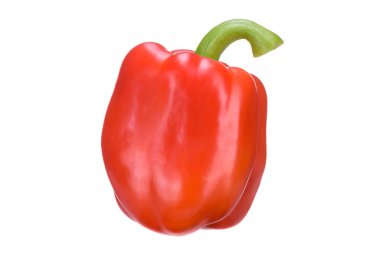 Kırmızı arka planda kırmızı biber yakın plan. Tatlı kırmızı biber. İzole edilmiş baharatlar. Kırmızı kuru kırmızı biberli arka plan. En iyi yemek..