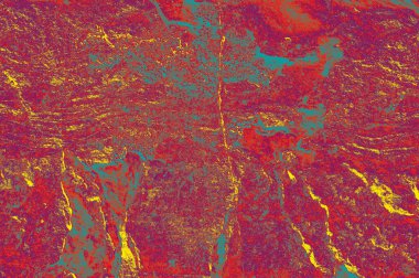 Güzel soyut mermer desen, taş desen. Mor, kırmızı, mavi ve sarı arkaplan rengi. Moda tekstil, kumaş, ambalaj, iç mekan resimleri..