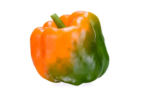 Juicy Sweet Bulgarian Pepper Orange Color Close White Background Fresh — Stock Photo, Image
