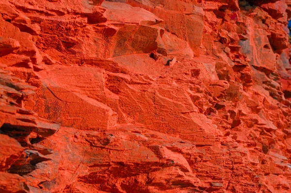 Oberfläche Mit Einer Textur Aus Rotem Stein Designer Hintergrund Für — Stockfoto