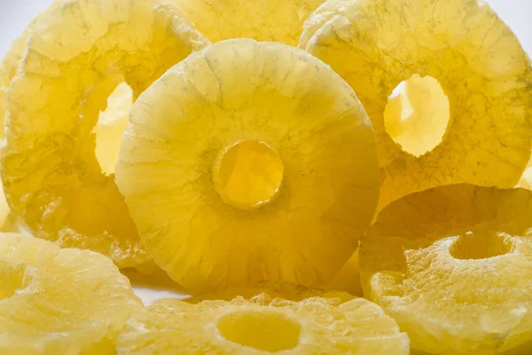 Dried pineapple candy rings, close-up. Pineapple Slices.
