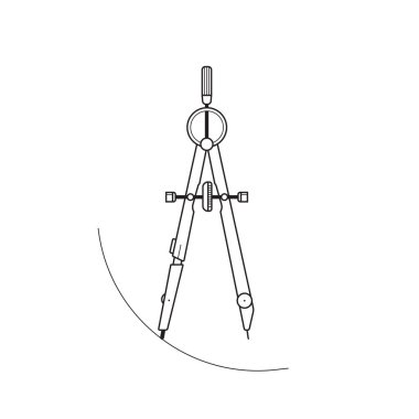 Pergel vektör aracı. Beyaz arka plan üzerinde pergel aracı