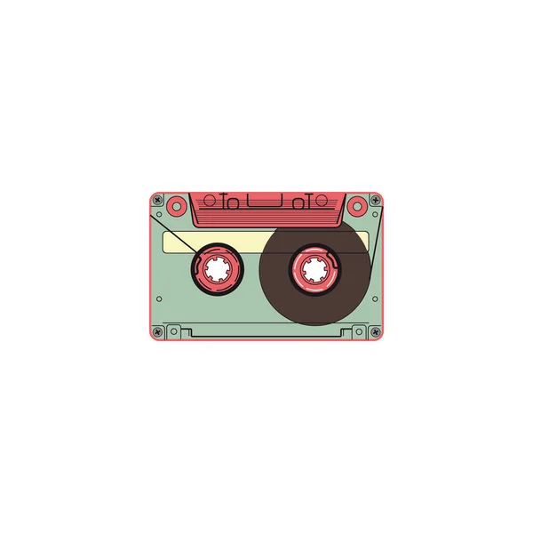 Casete Audio Retro Color Sobre Fondo Blanco Casete Para Ilustración — Archivo Imágenes Vectoriales