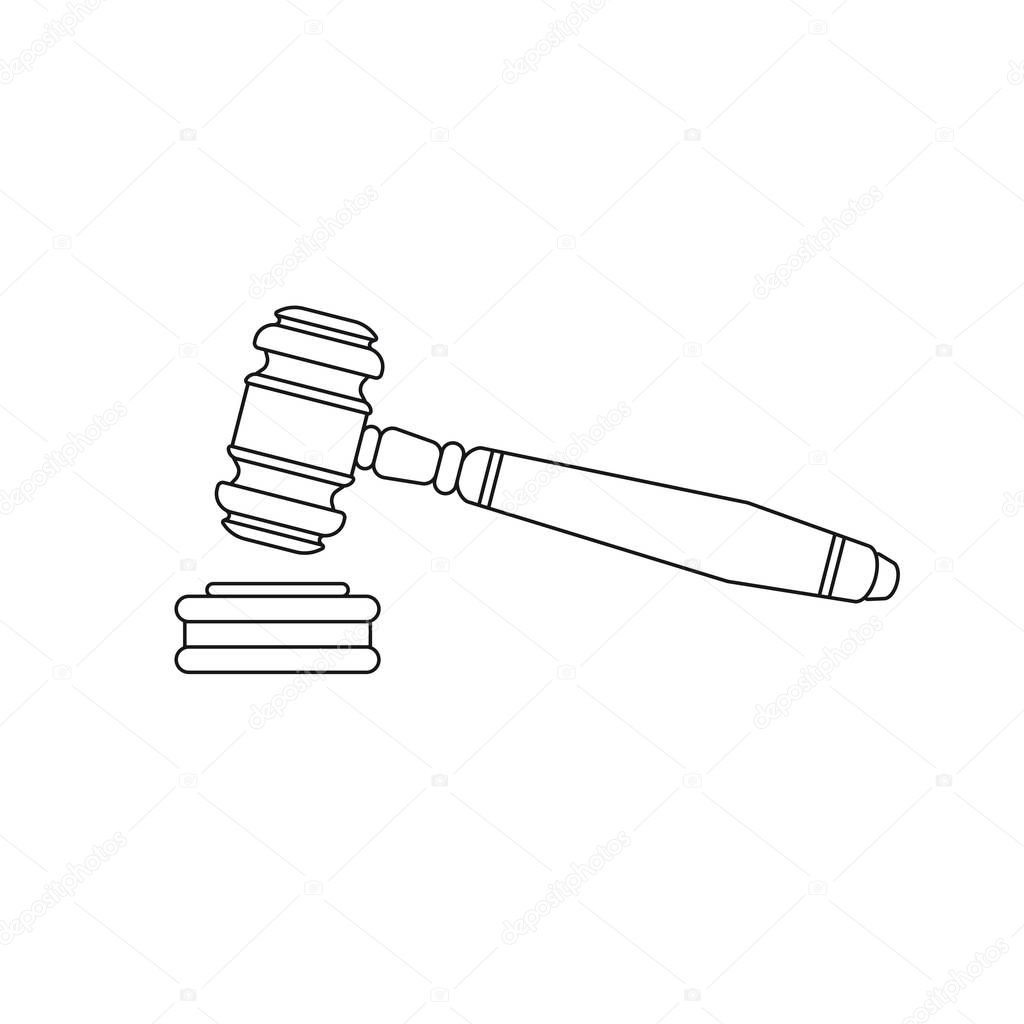 The judge's gavel web icon. Chairman's hammer. Ceremonial hammer vector. Justice tool