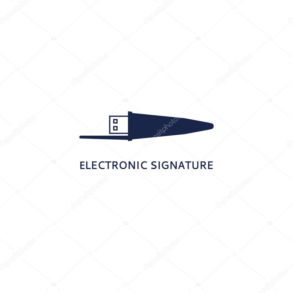Electronic signature logo. Electronic digital signature sign on white background