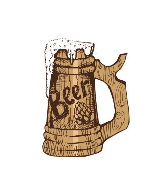 Geleneksel bira vektör illüstrasyon kupa