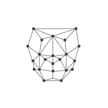 Kişinin kimliği. Yüz tanıma şablonu. Bir kişiyi tanımak için maske. Yüz kontrolü için çokgen maskesi