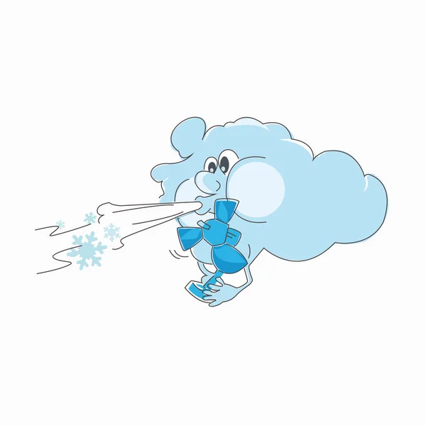 Nube Caracteres Clima Nublado Viento Frío Sopla Ilustración — Vector de stock