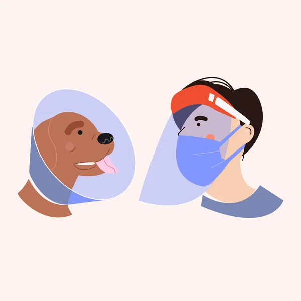 Pantalla Protectora Para Cara Figura Humana Máscara Plástico Para Proteger — Vector de stock