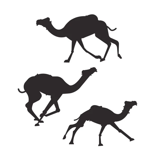 Переплетені Верблюди Силуети Бігу Верблюдів Білому Тлі Набір Верблюдів — стоковий вектор