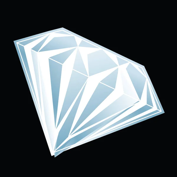Diamante Azul Aislado Sobre Fondo Negro Vector Ilustración — Vector de stock
