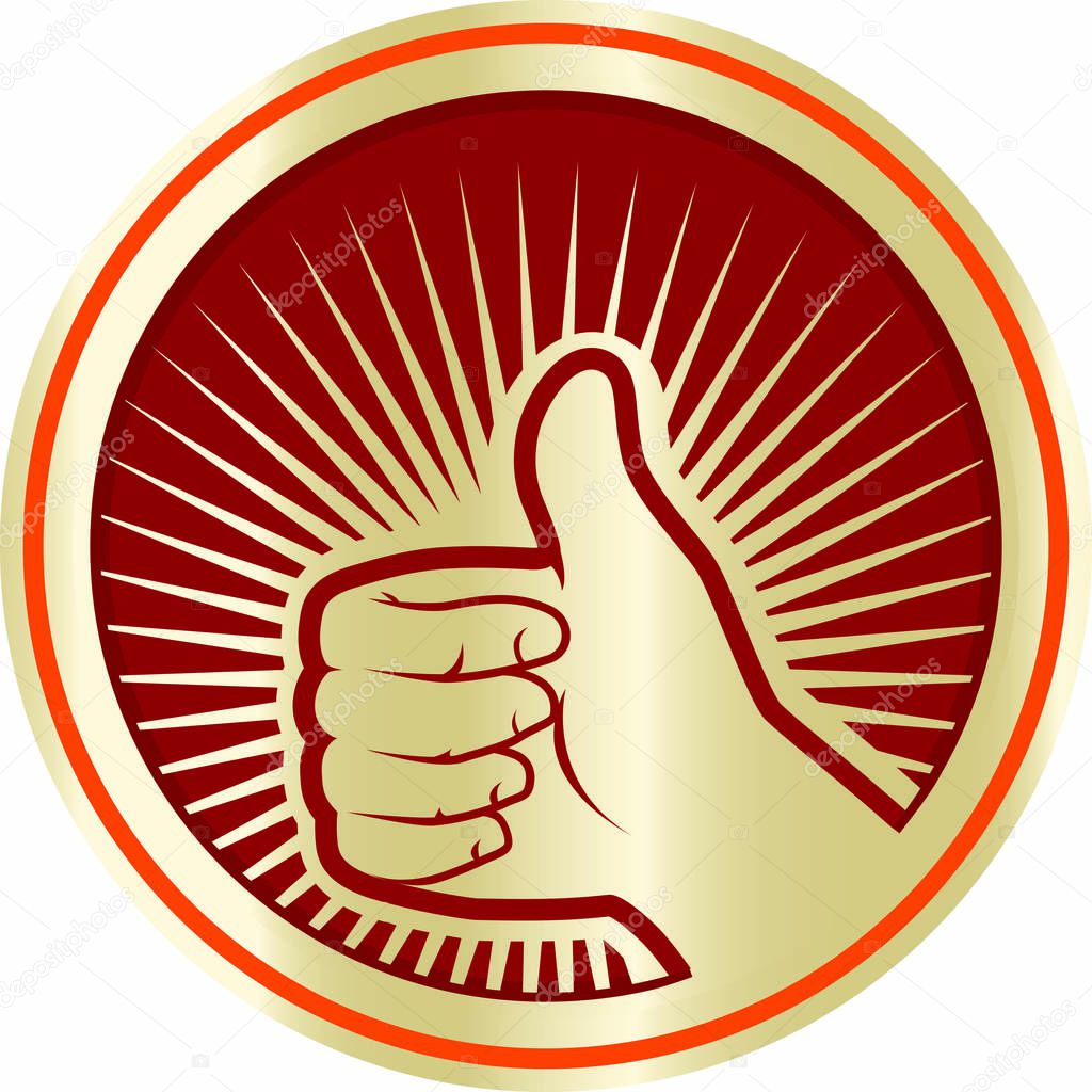 Like icon. Thumb up symbol. Circle icon. Vector illustratio