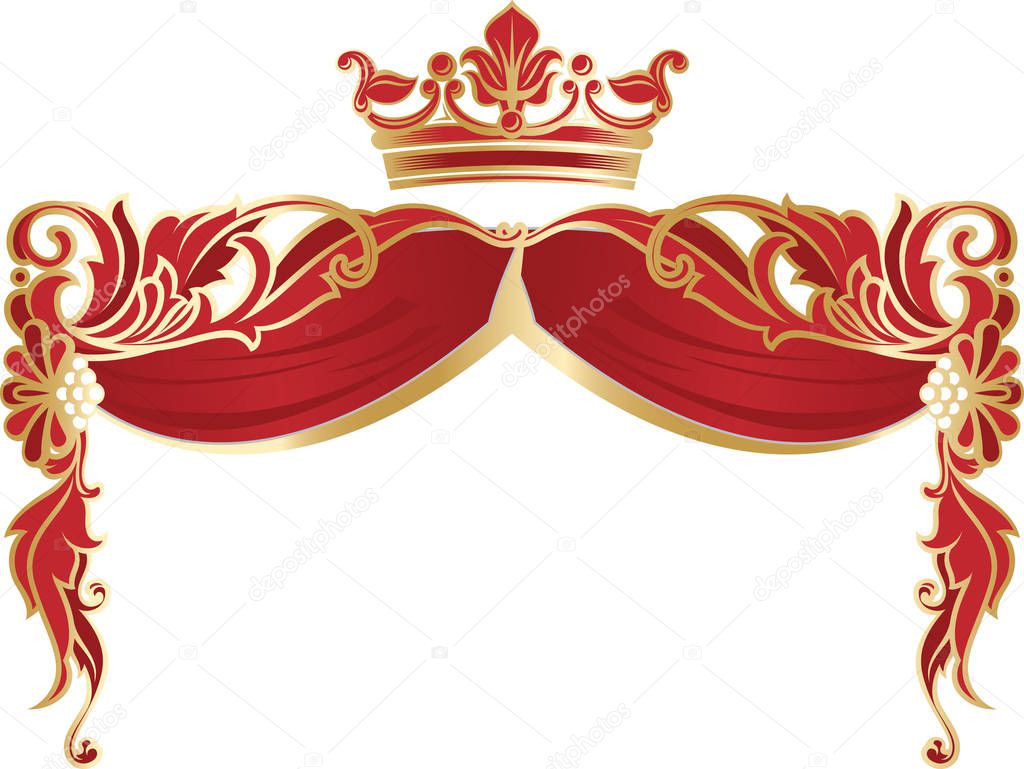 Elegant royal frame with crown isolated on white background. Vector