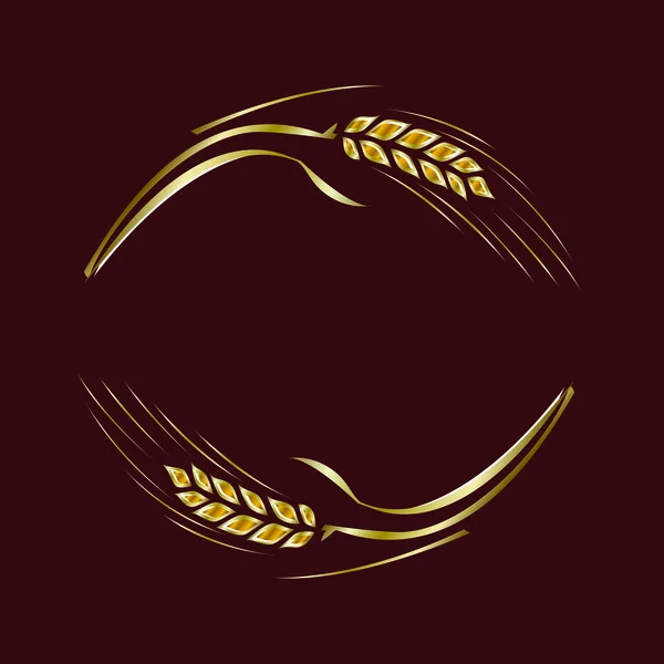 Золотые Спелые Ржаные Уши Коричневом Фоне Вектор Использоваться Качестве Рамки — стоковый вектор
