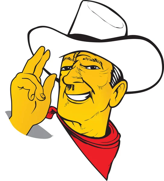 Western cartone animato carismatico Texas Cowboy ranger in cappello con cicatrice — Vettoriale Stock