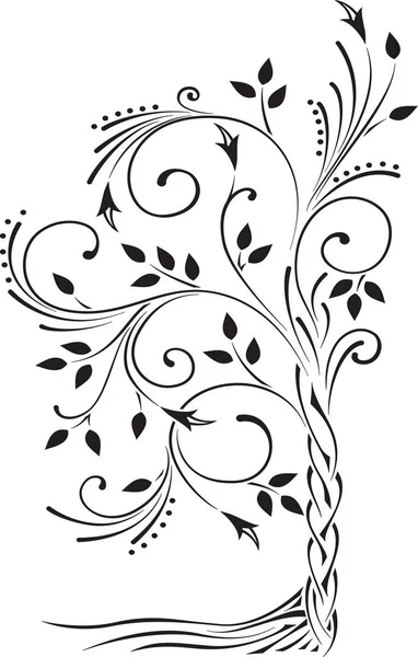 Ilustración en blanco y negro de un hermoso árbol estilizado con l — Vector de stock