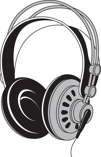 Schwarz-weiß isolierte Illustration von Kopfhörern akustische dev — Stockvektor