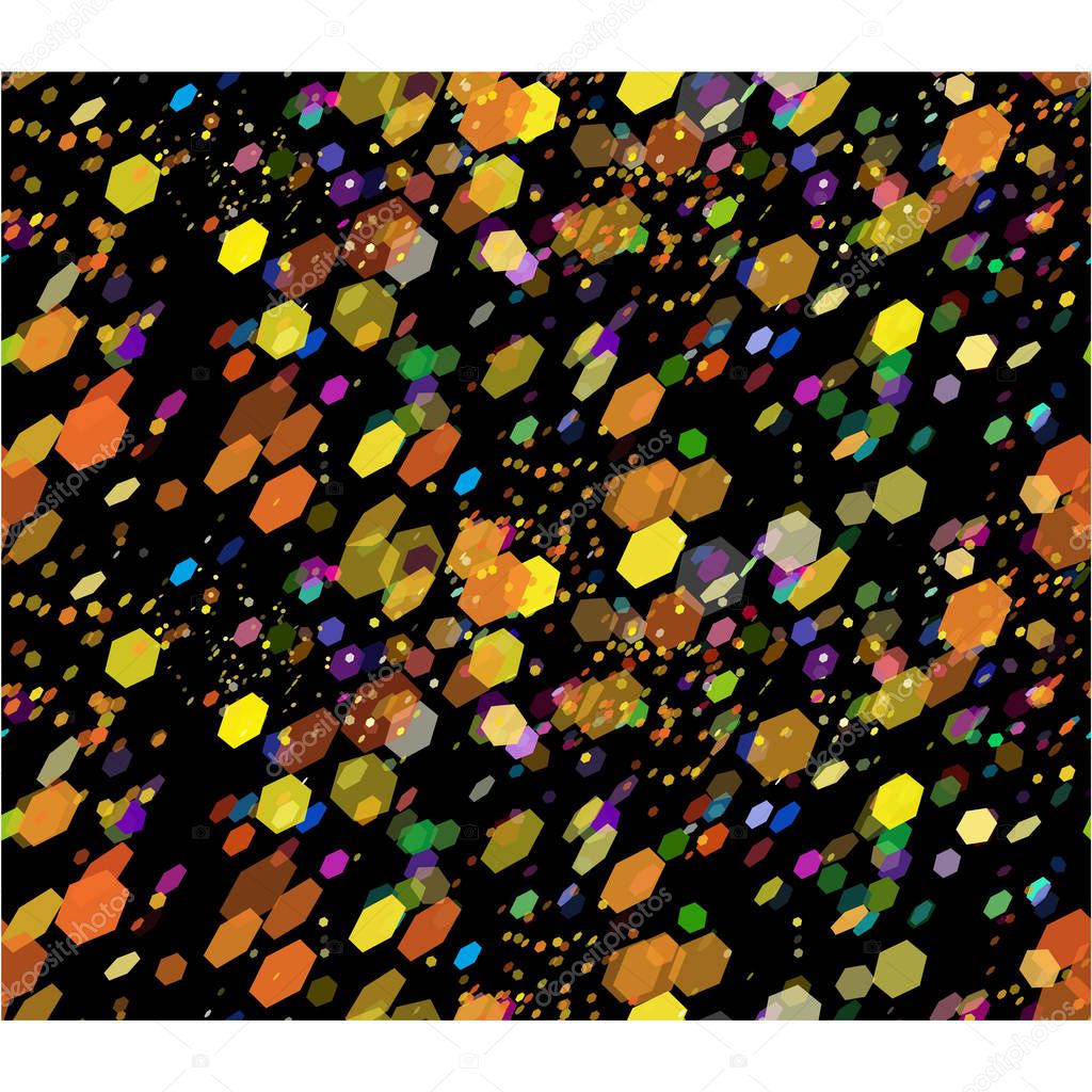 Seamless pattern background with colored dots spots bokeh on bla